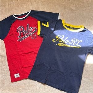 Lot of 2 Polo by Ralph Lauren Kids' Red and Navy Baseball Style T-Shirts